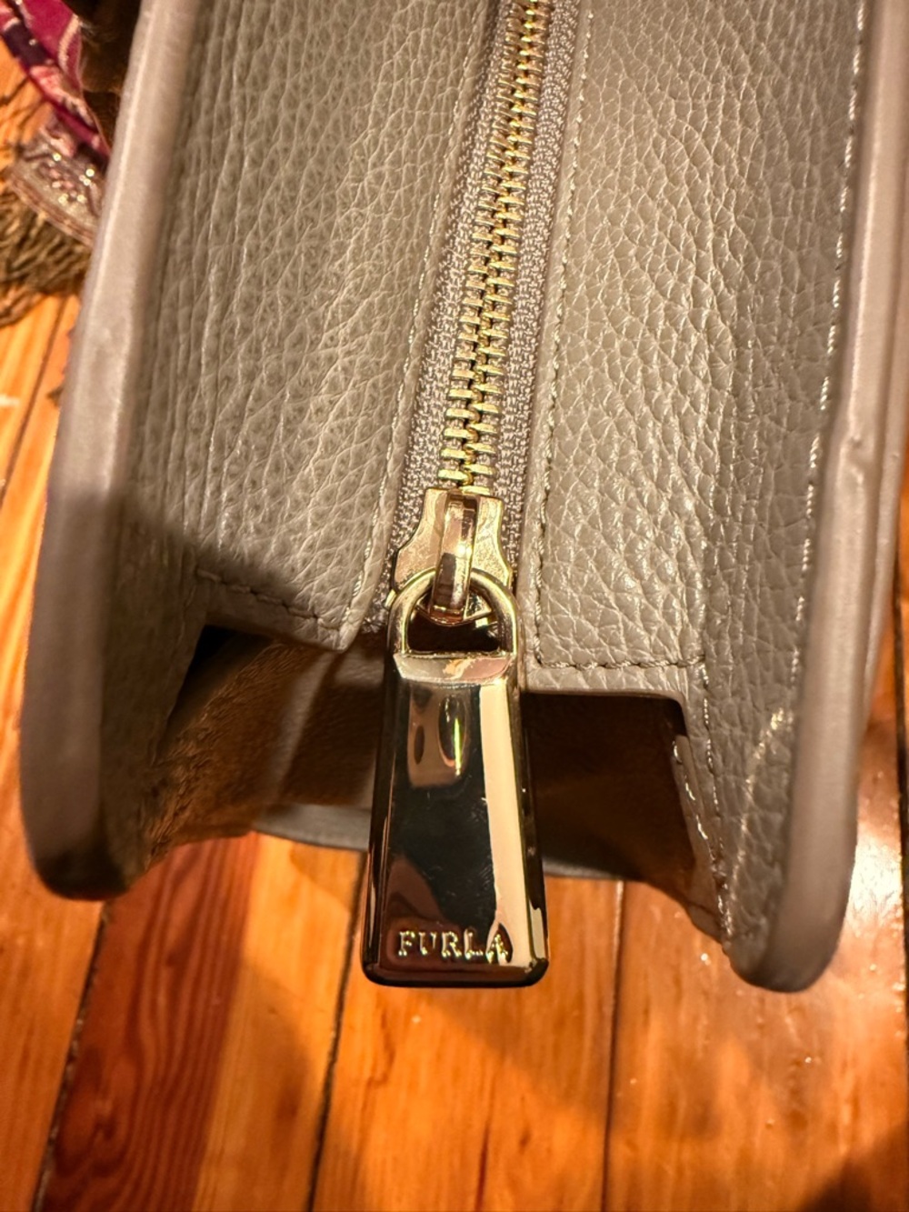 Furla Taupe Leather Double-Handle Tote - Picture 2 of 8